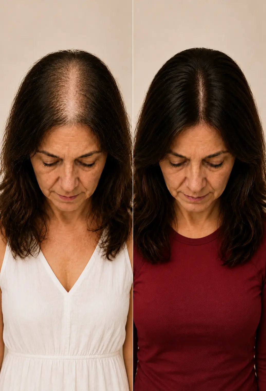 Antes y después de una mujer con vestimenta diferente